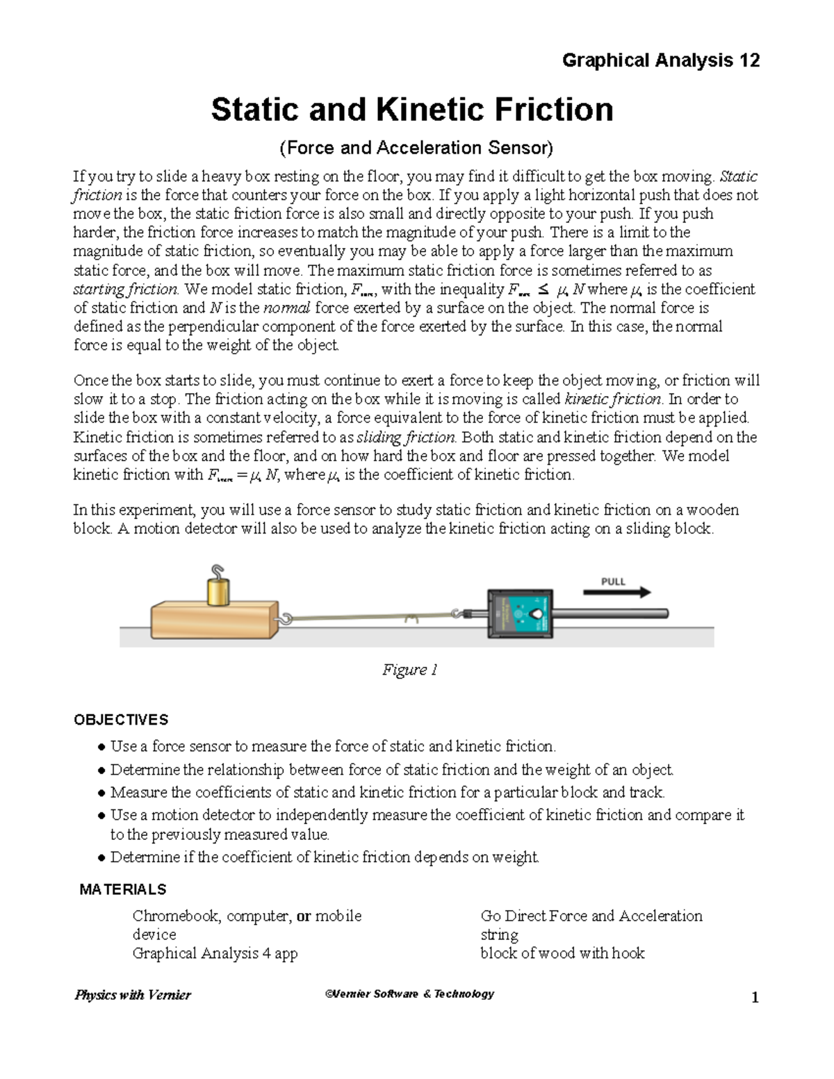 Lab Static & Friction Physics with Vernier ©Vernier