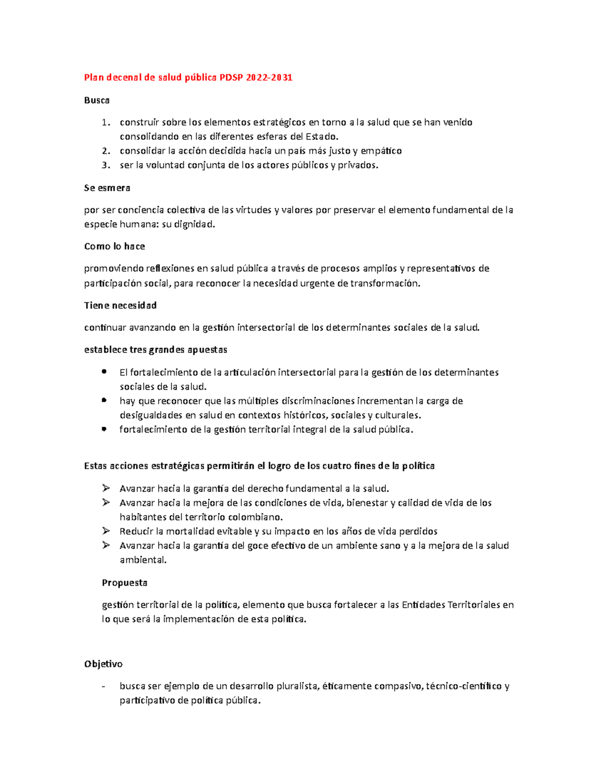 Plan decenal de salud pública PDSP 2022 - Plan decenal de salud pública ...