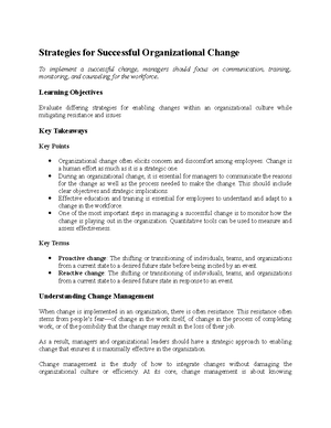 Strategies for Successful Organizational Change - Learning Objectives ...