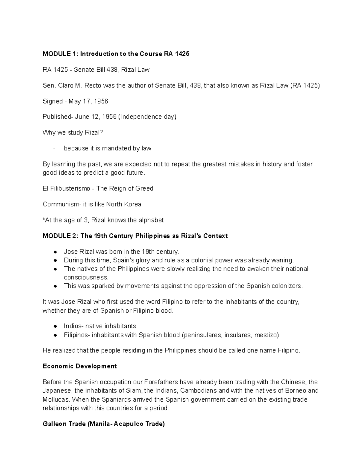 HIS Reviewer - tfs - MODULE 1: Introduction to the Course RA 1425 RA ...