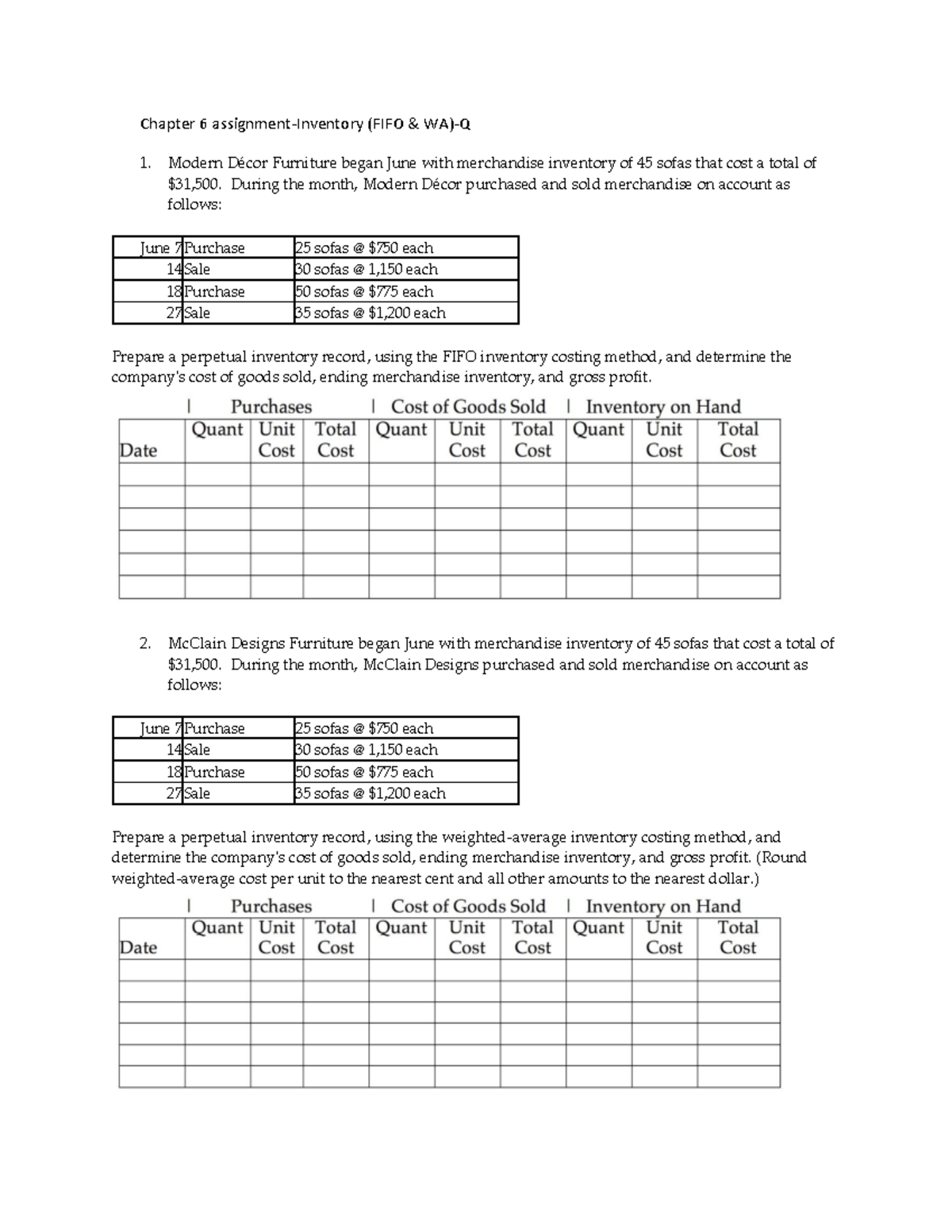 week 9 assignment inventory management