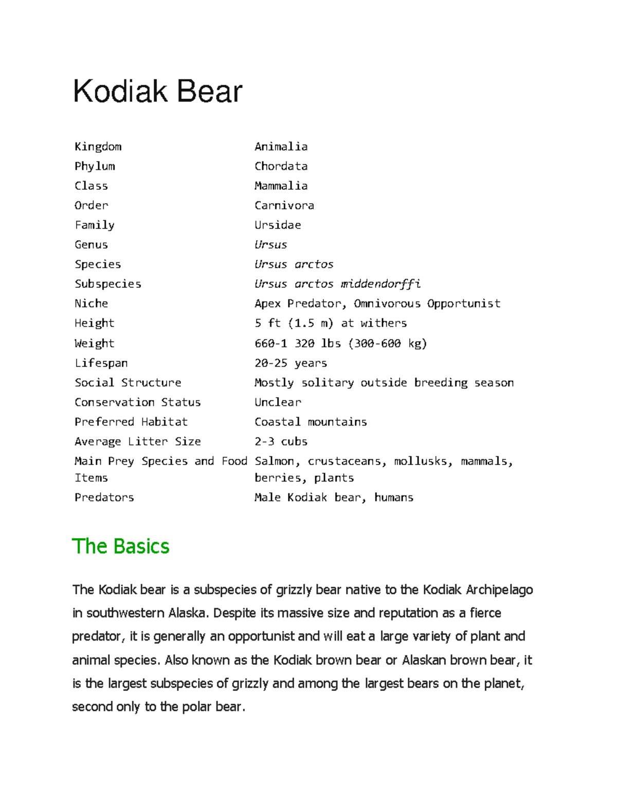 Kodiak Bear - Despite its massive size and reputation as a fierce ...