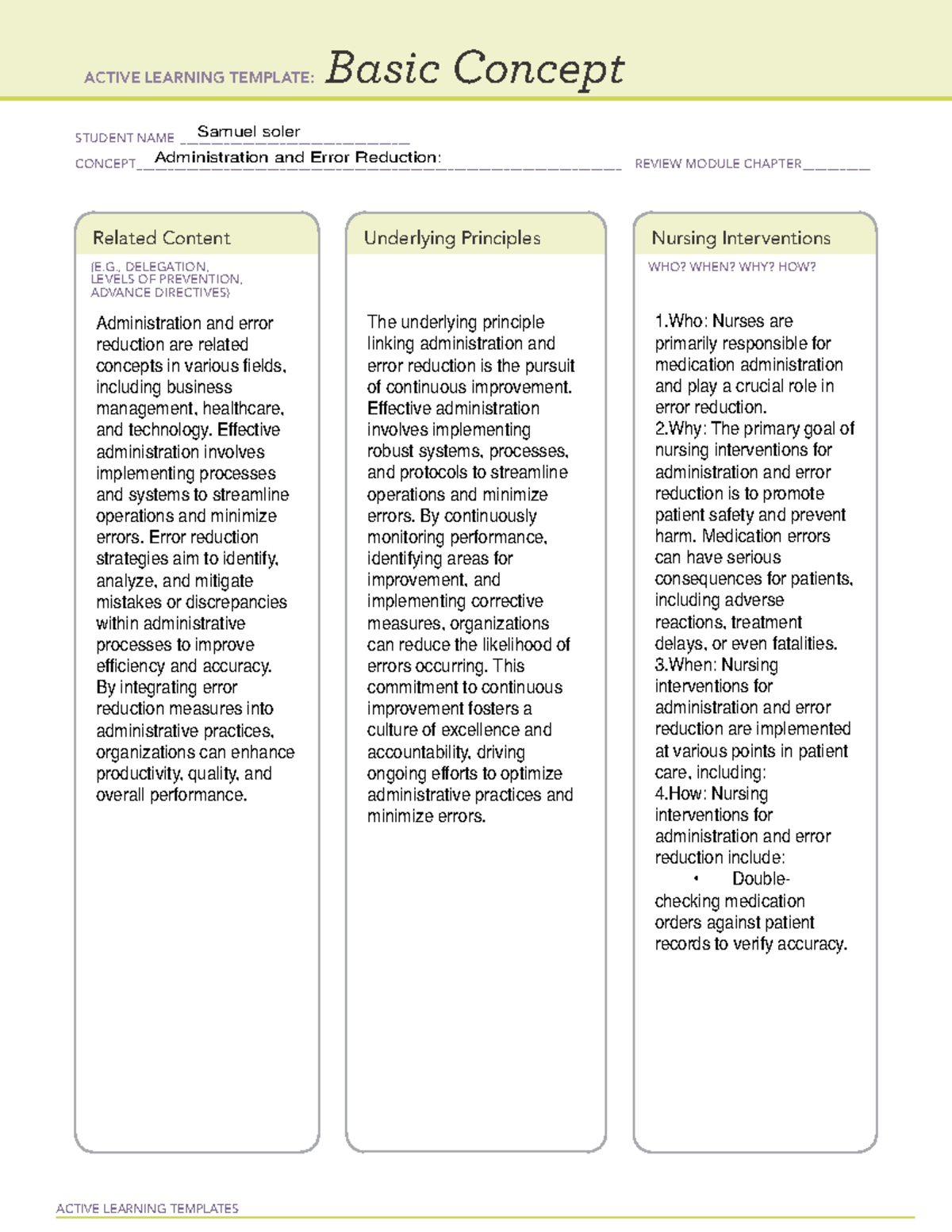 Basic concept restricted - MEDSURG201 - ACTIVE LEARNING TEMPLATES Basic ...