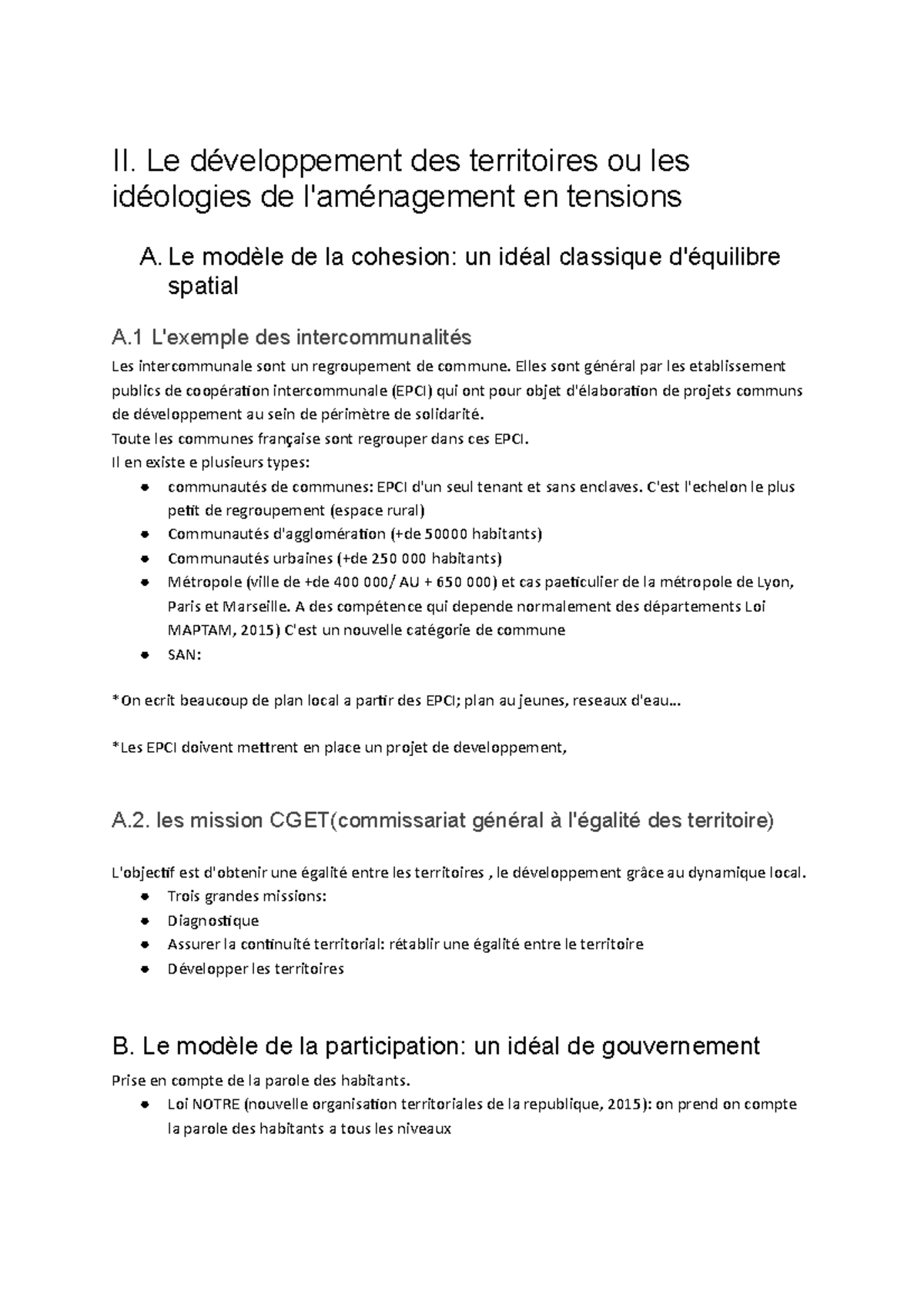 Cours 2 L'aménagement du territoir en france - II. Le développement des ...