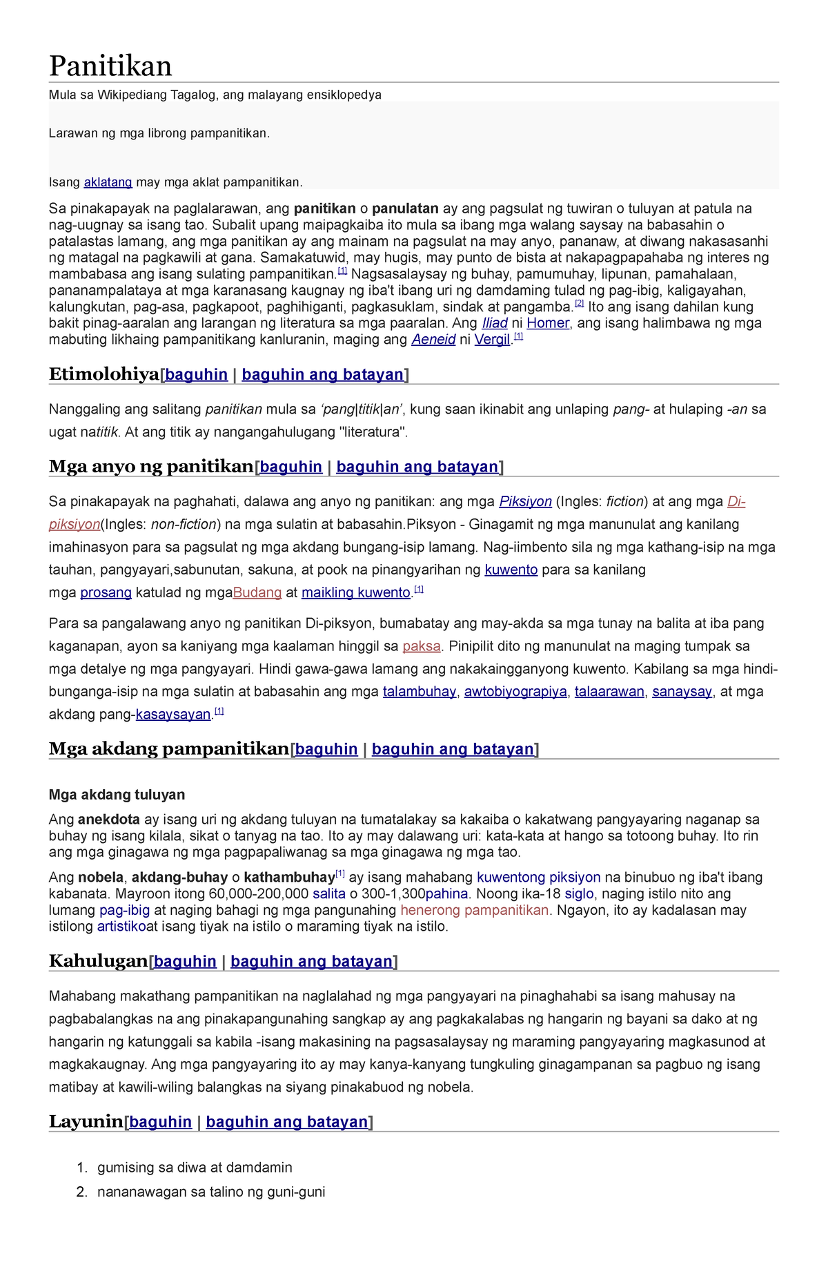 Panitikan - Lecture Notes - Panitikan Mula Sa Wikipediang Tagalog, Ang ...