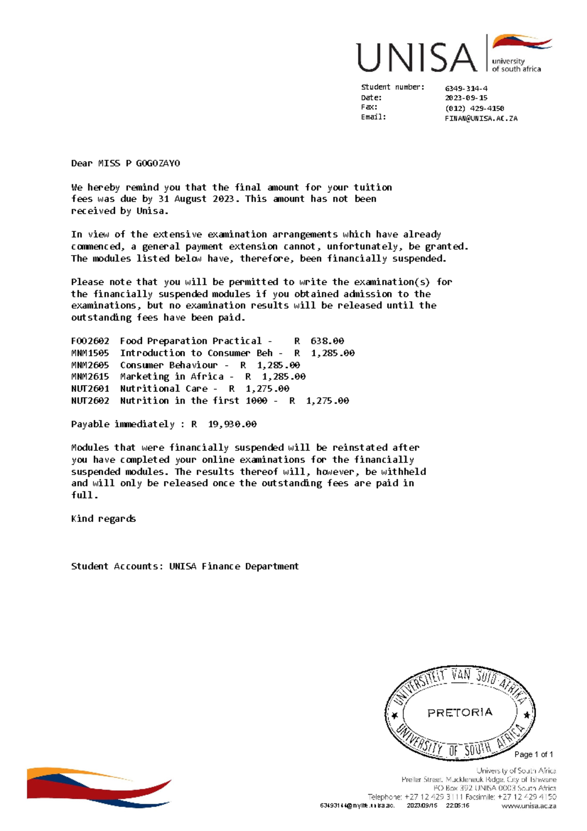 63493144 Fin Suspension 6349314 Date 202309 Student number