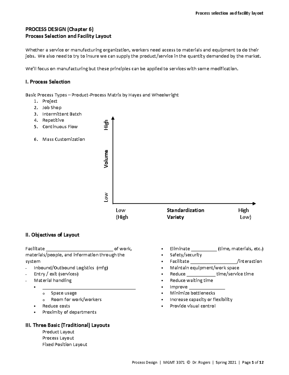 6 OM Process Design notetaker Spring 2021 Students - Process selection ...