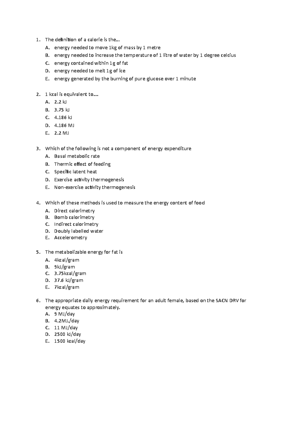 sample-practice-exam-2014-questions-1-the-definition-of-a-calorie