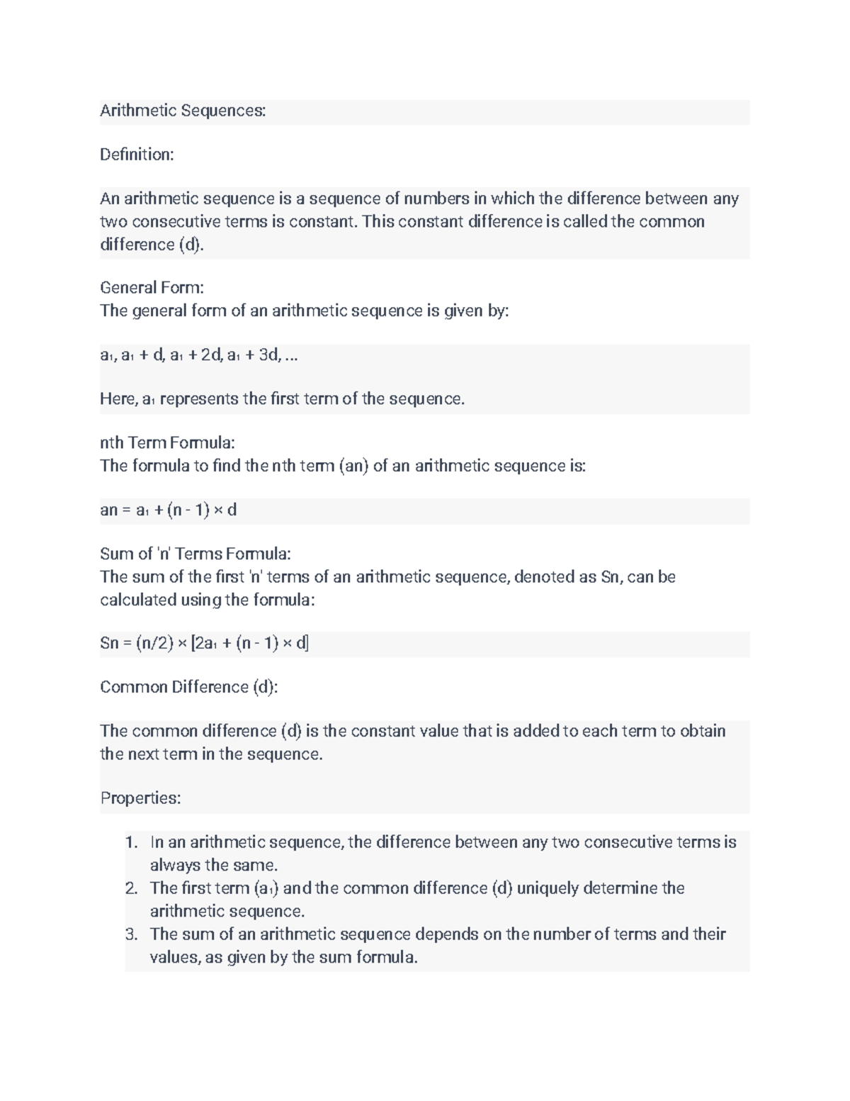 Arithmetic Sequences - Arithmetic Sequences: Definition: An arithmetic ...