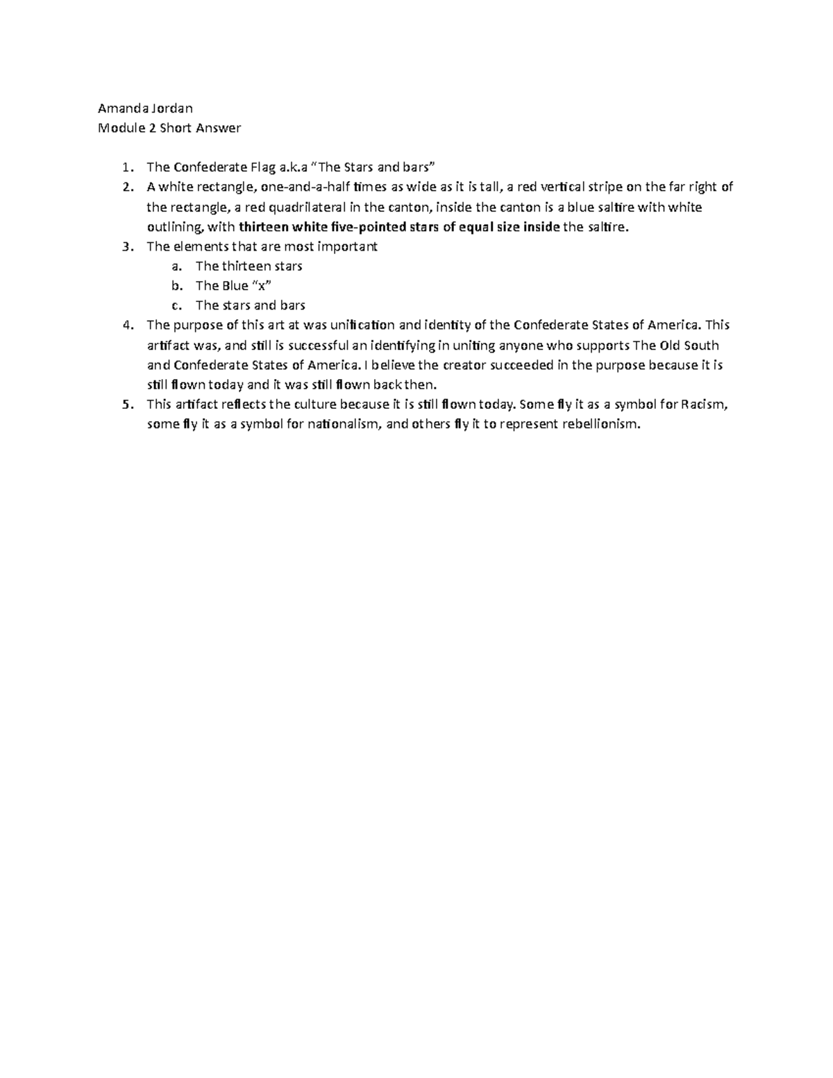 HUM 100 Module 2 short answer Amanda Jordan Module 2 Short Answer The