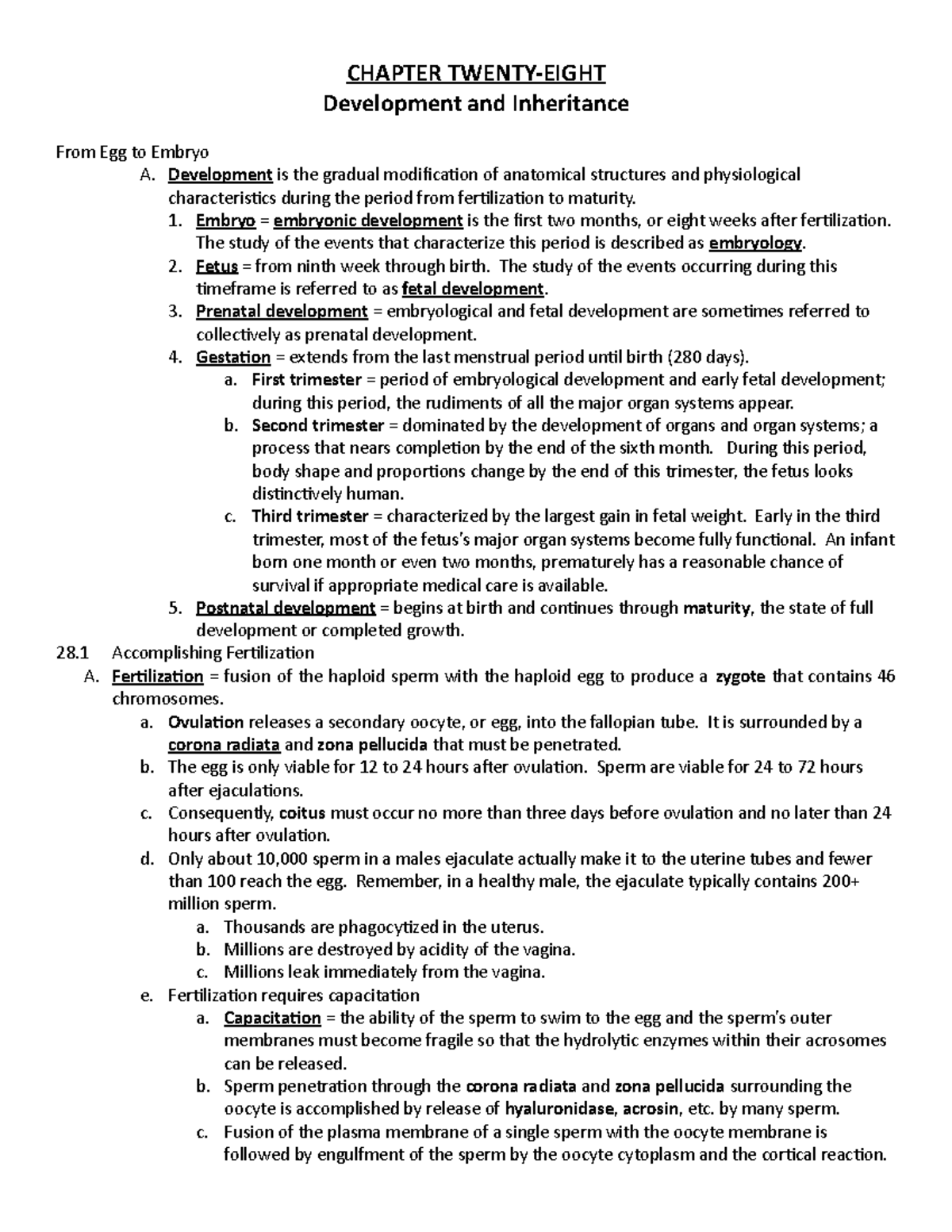 Chapter 28 Outline - CHAPTER TWENTY-EIGHT Development And Inheritance ...