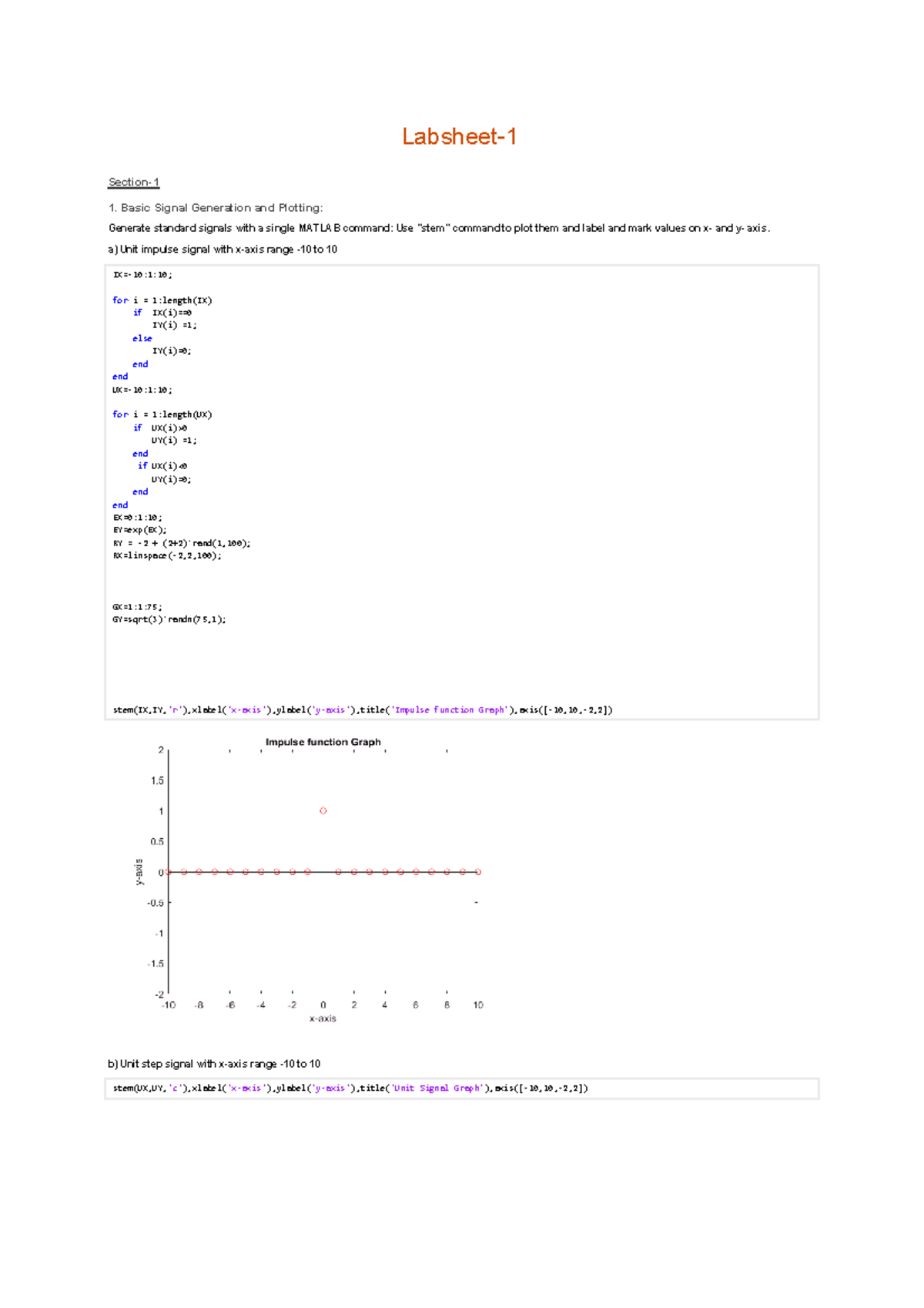 Labsheet-1 - Labsheet- Section- 1. Basic Signal Generation and Plotting ...