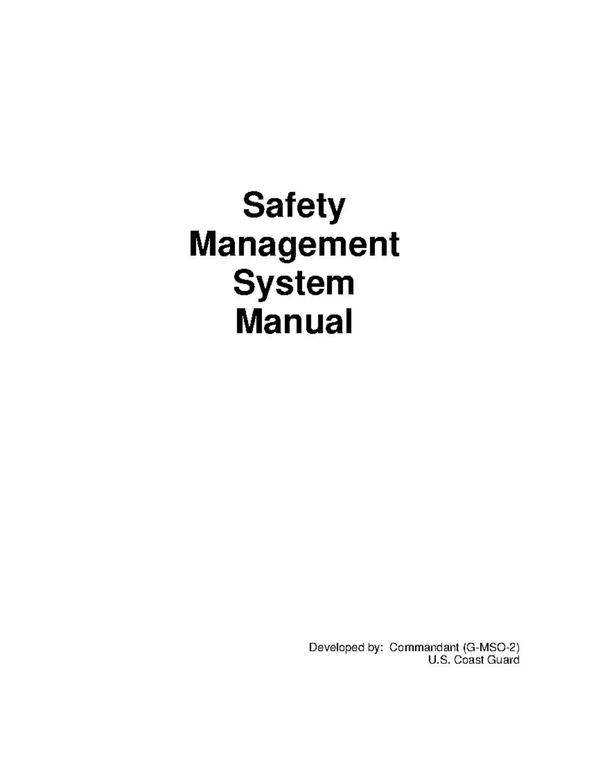 USCG Safety Managment System SMS Manual Safety Management System