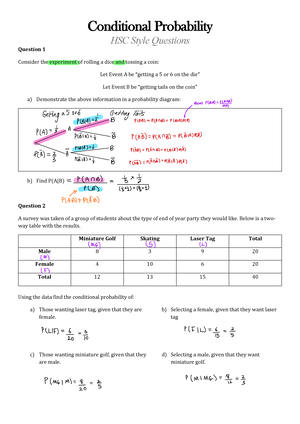 HSC Conditional Probability Solutions Conditional Probability