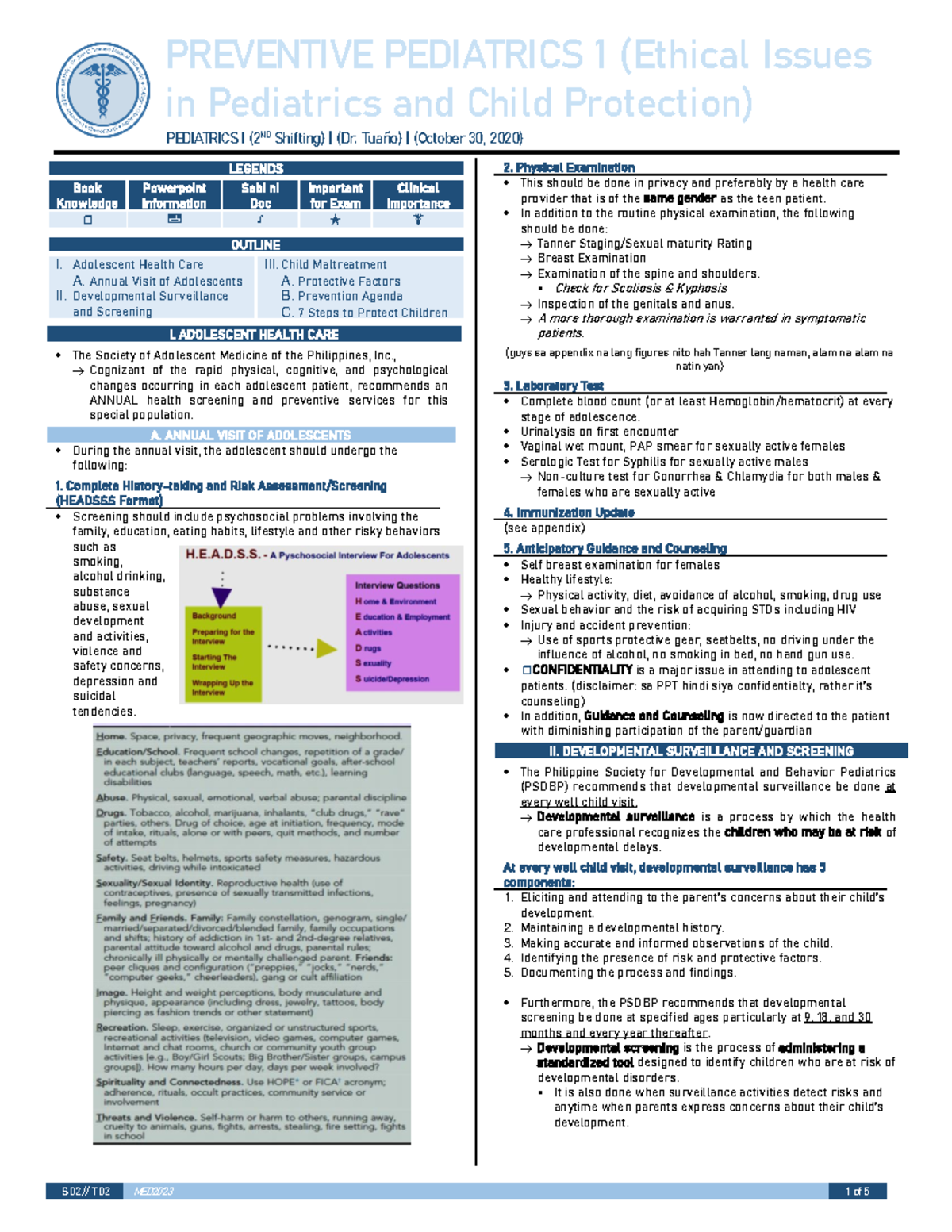 Preventive Pediatrics 1 S 02 // T 02 MED2023 1 of 5 LEGENDS Book Knowledge Powerpoint
