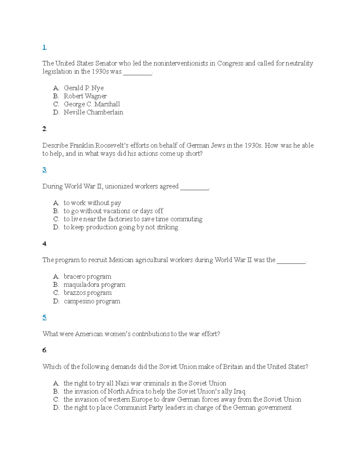 US History Chapter 27 Review Questions - 1. The United States Senator ...