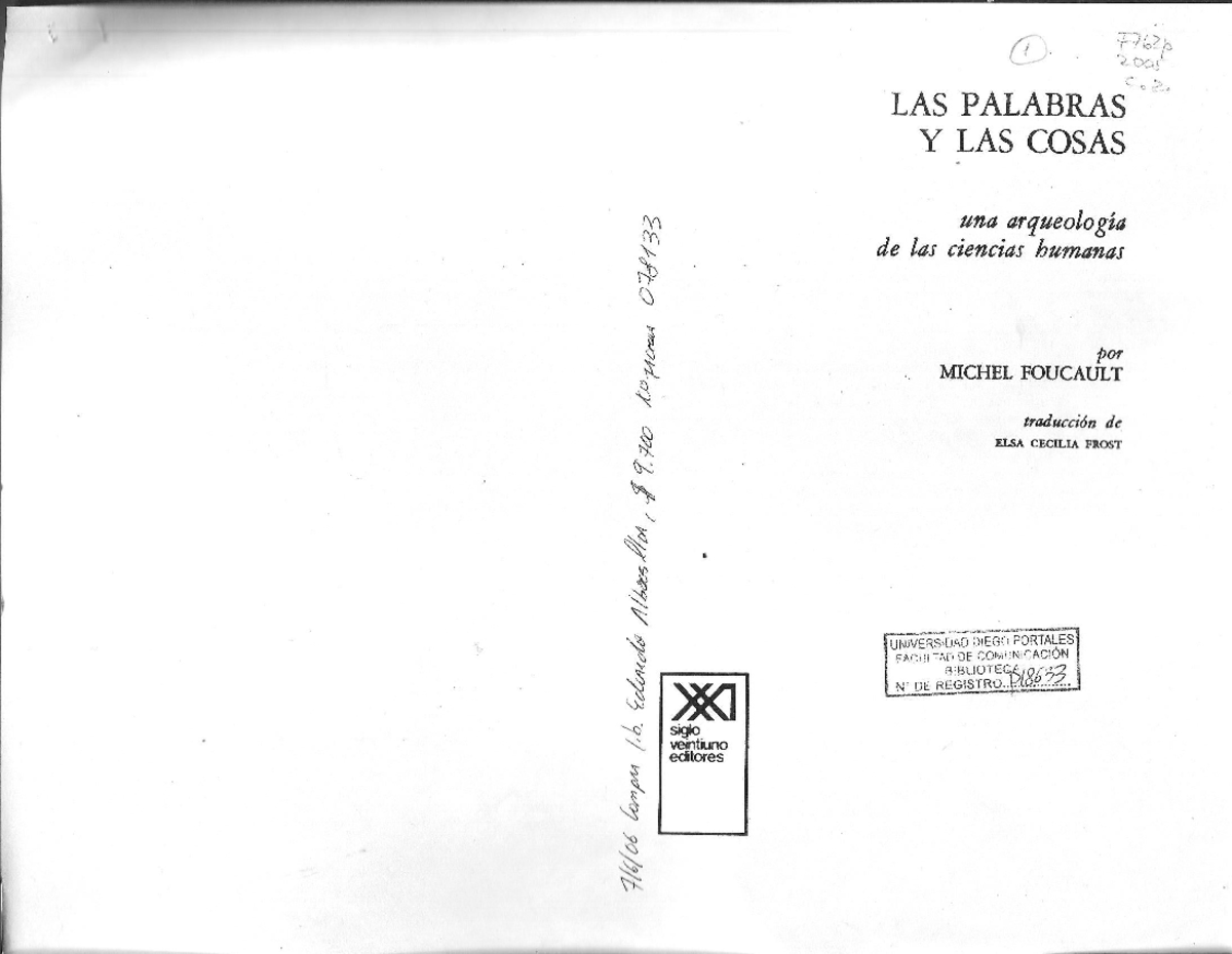 Foucault, Las palabras y las cosas - Psicología General - Studocu