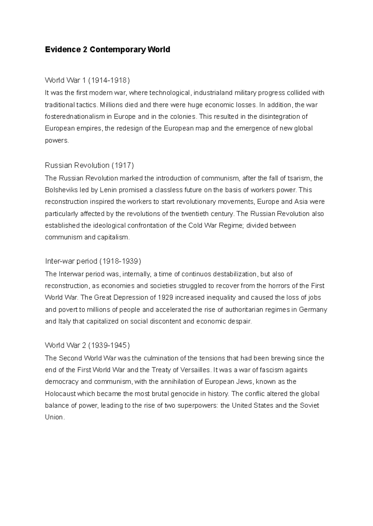 Evidence 2 - evidencia 2 contemporary . - Evidence 2 Contemporary World ...