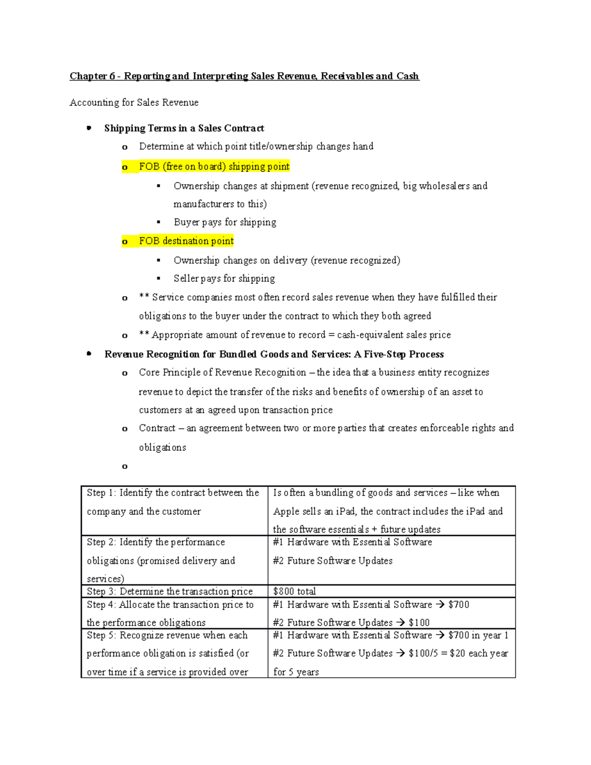 BU127 Notes CHAP 6 & 7 - Chapter 6 - Reporting And Interpreting Sales ...