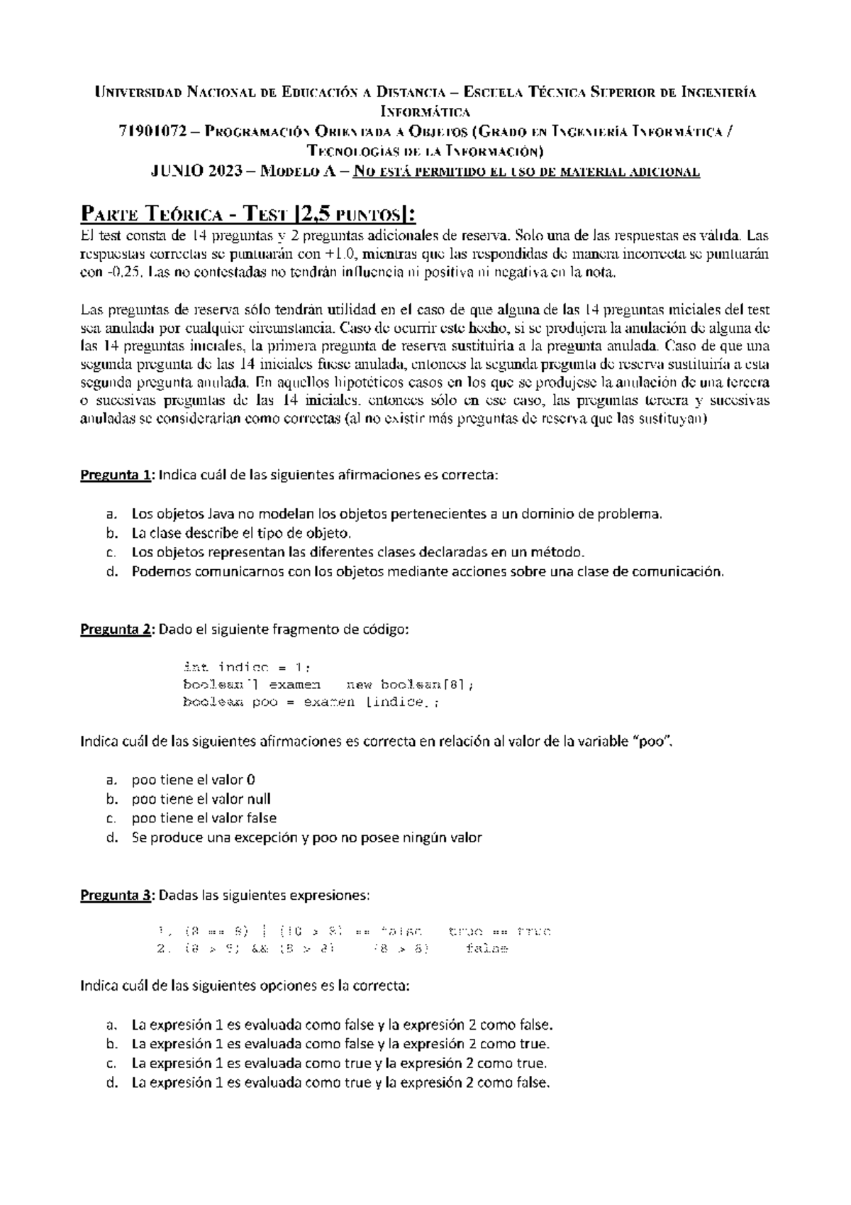 2023 Junio A - Exámanes POO - Programación Orientada a Objetos - Studocu