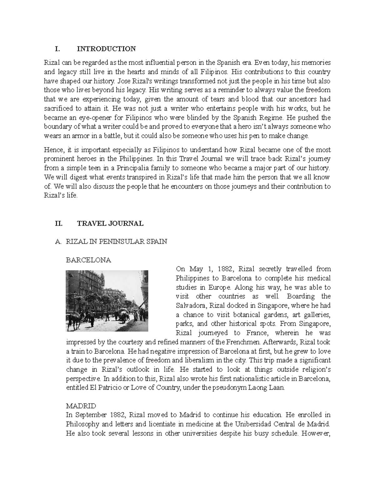 Rizal Travel Journal - sajhdjll ;AB ua AGx - I Rizal can be regarded as ...