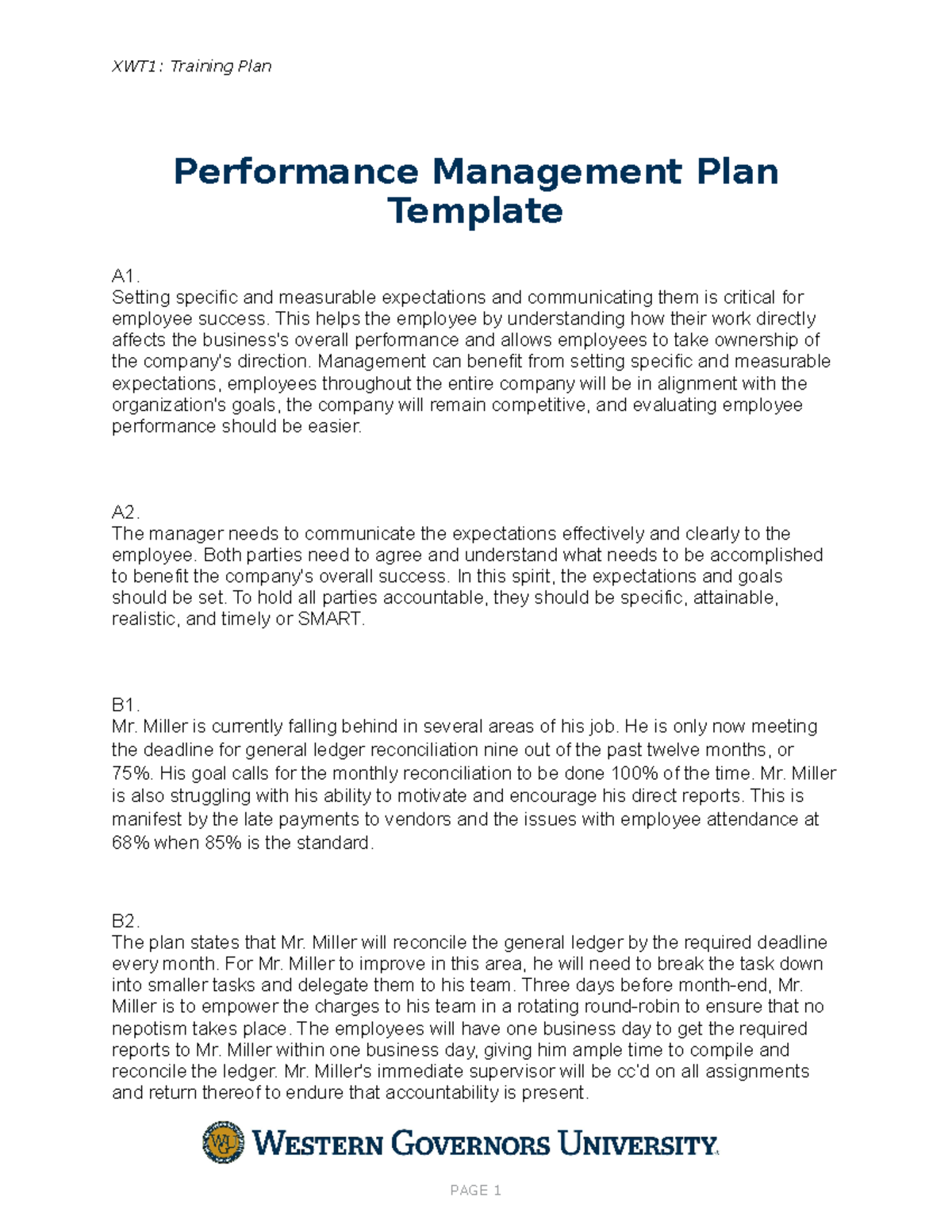 C235 Task 2 - PASSED FIRST ATTEMPT - XWT1: Training Plan Performance ...