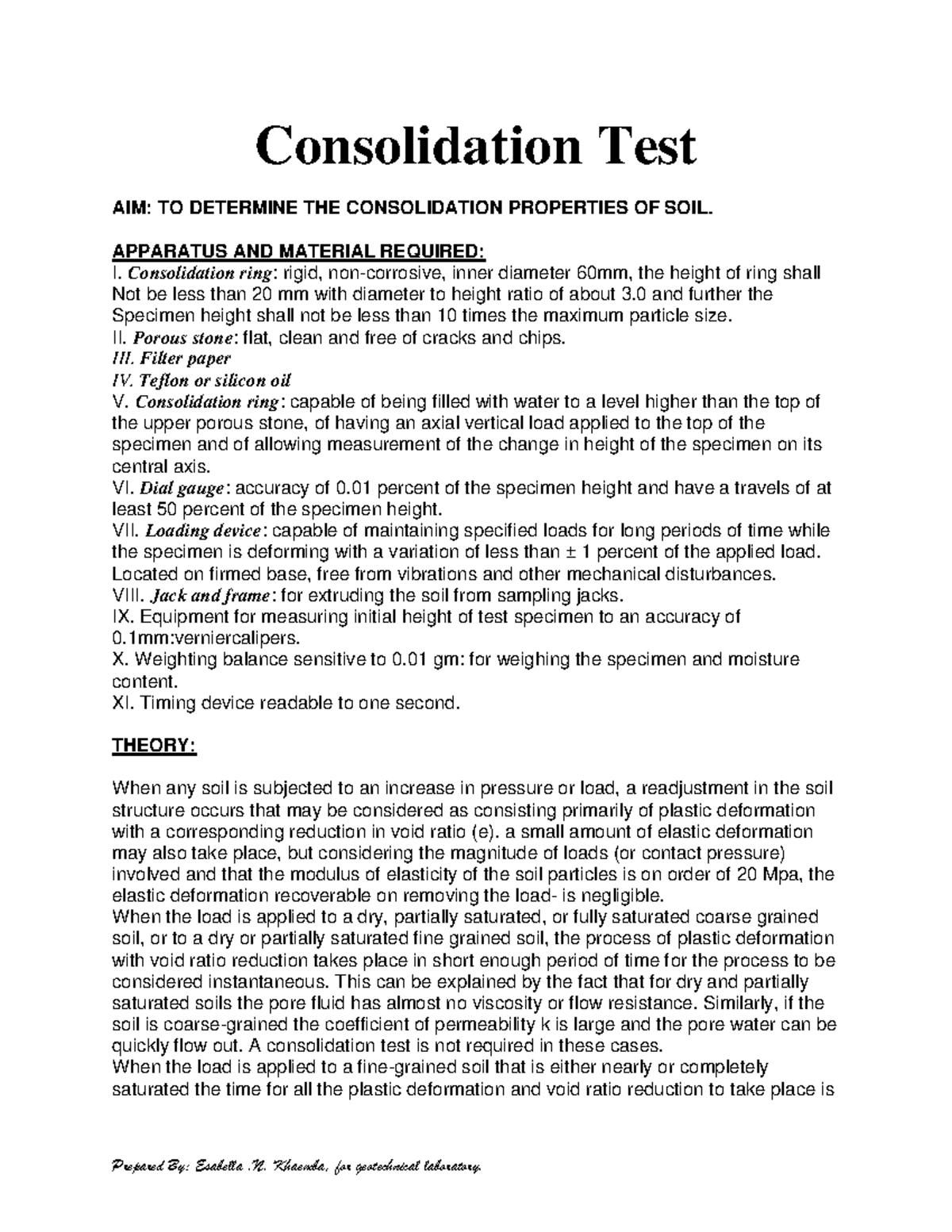 Consolidation Test reviwed 2023 - Consolidation Test AIM: TO DETERMINE ...