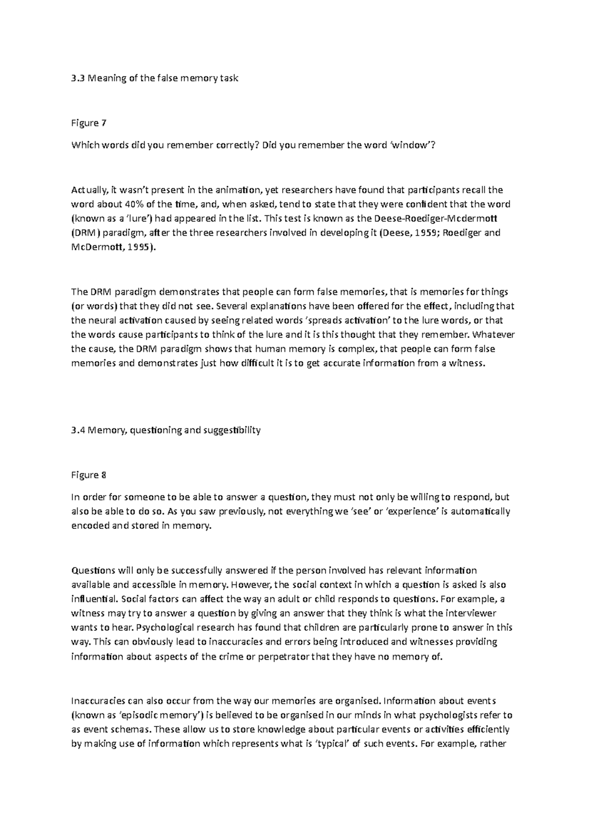 Questioning witnesses part 2 - 3 Meaning of the false memory task ...