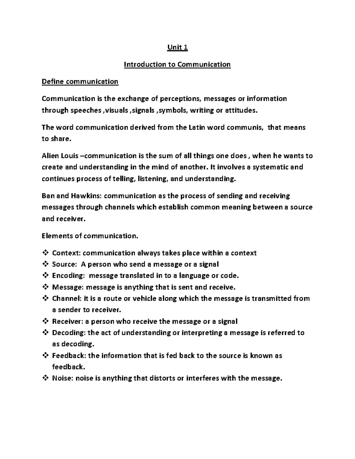 Introduction to Communication - Unit 1 Introduction to Communication ...