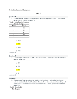 Production Management Quiz 10 - Production Operation Management Quiz 10 ...