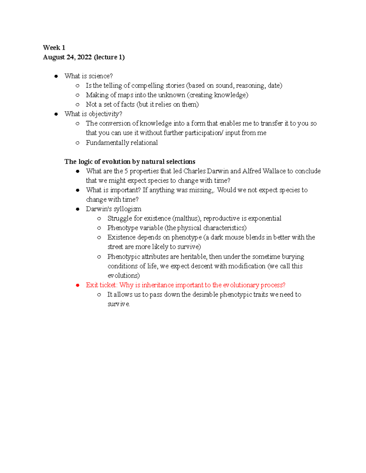 BIO 1B Lecture 1 - Week 1 August 24, 2022 (lecture 1) What is science ...
