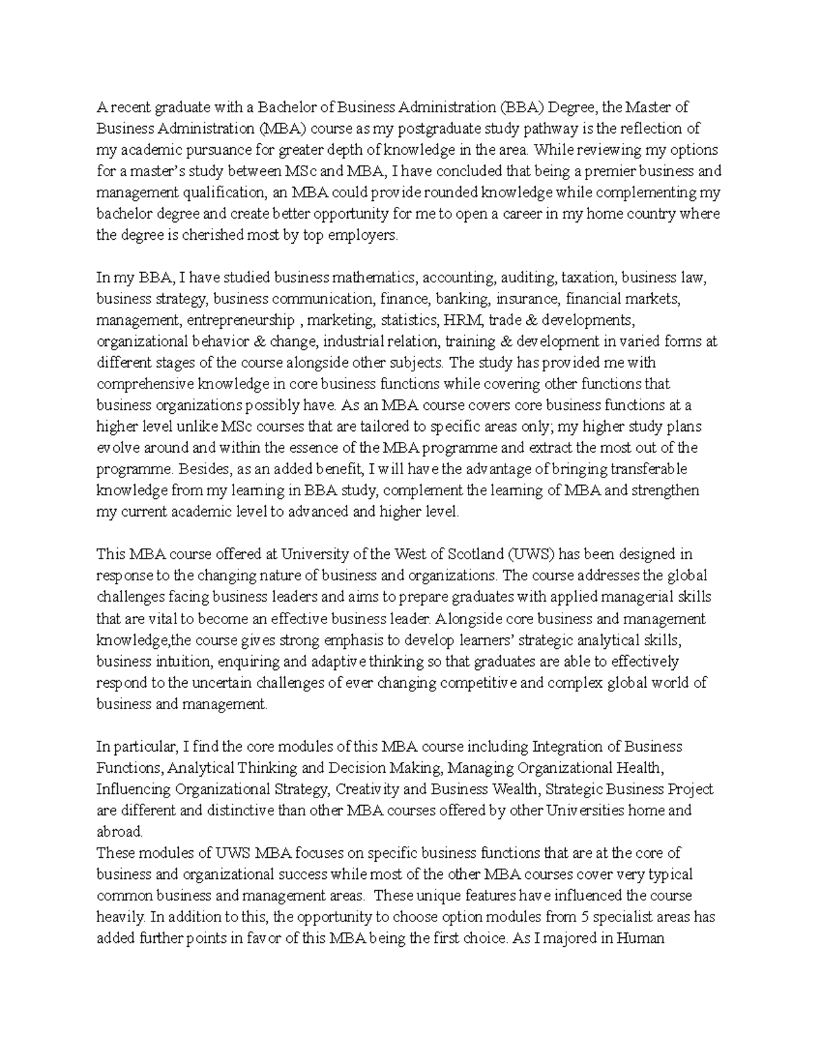Business administration assignment - A recent graduate with a Bachelor ...