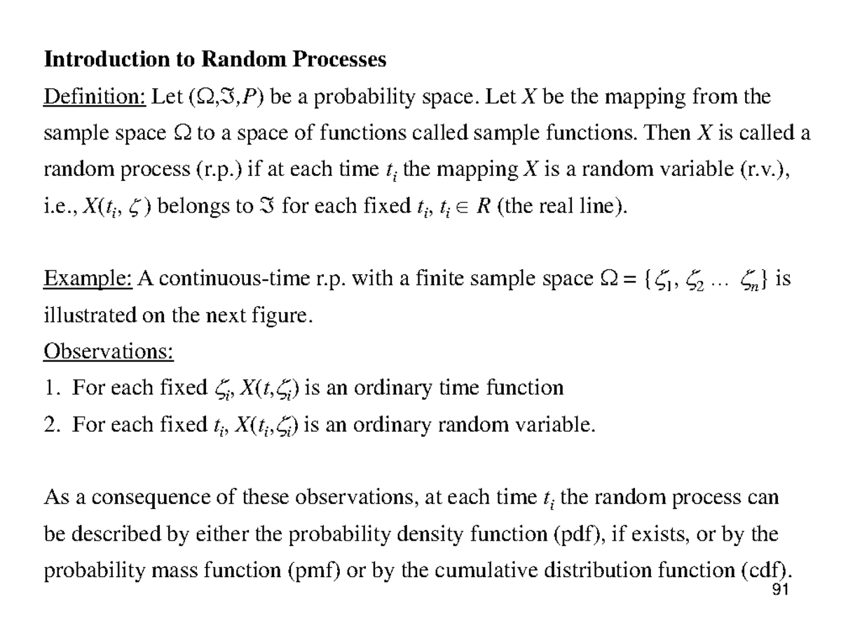 Lecture slides, lecture 2 - Introduction to Random Processes Definition ...