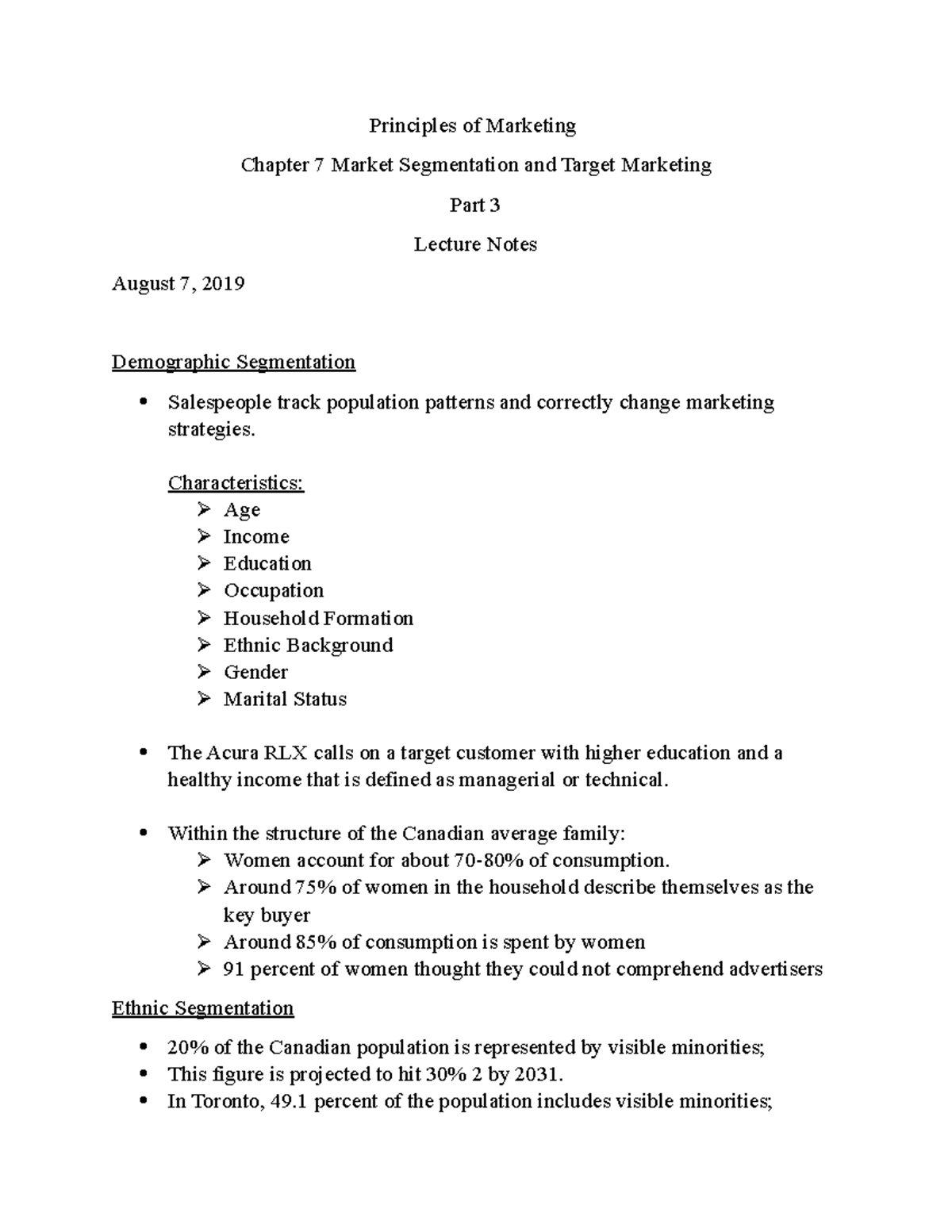 Principles of Marketing Chapter 7 Lecture Notes Part 3 - Principles of ...