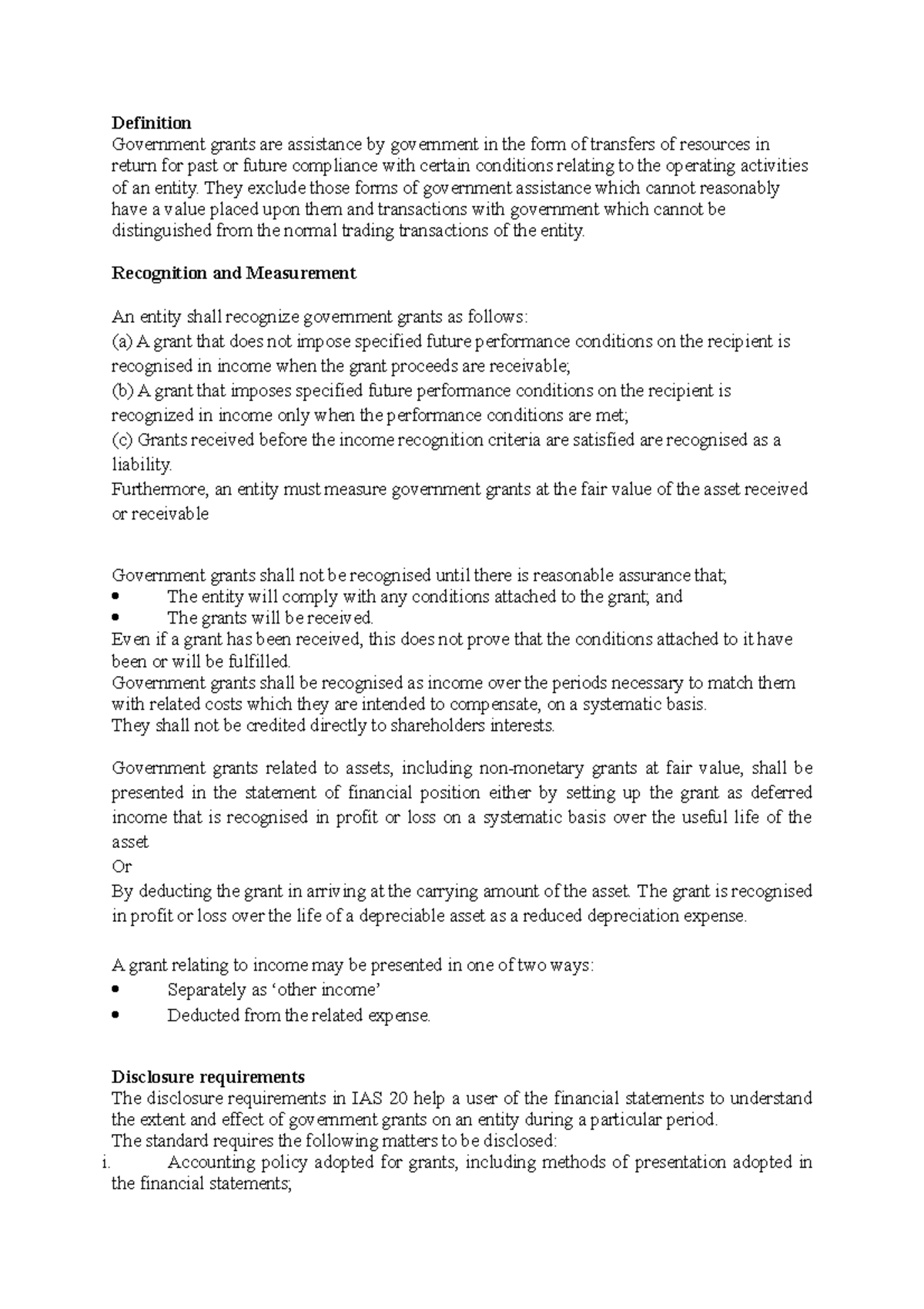 Fin Reporting grp 5 solution Definition Government grants are