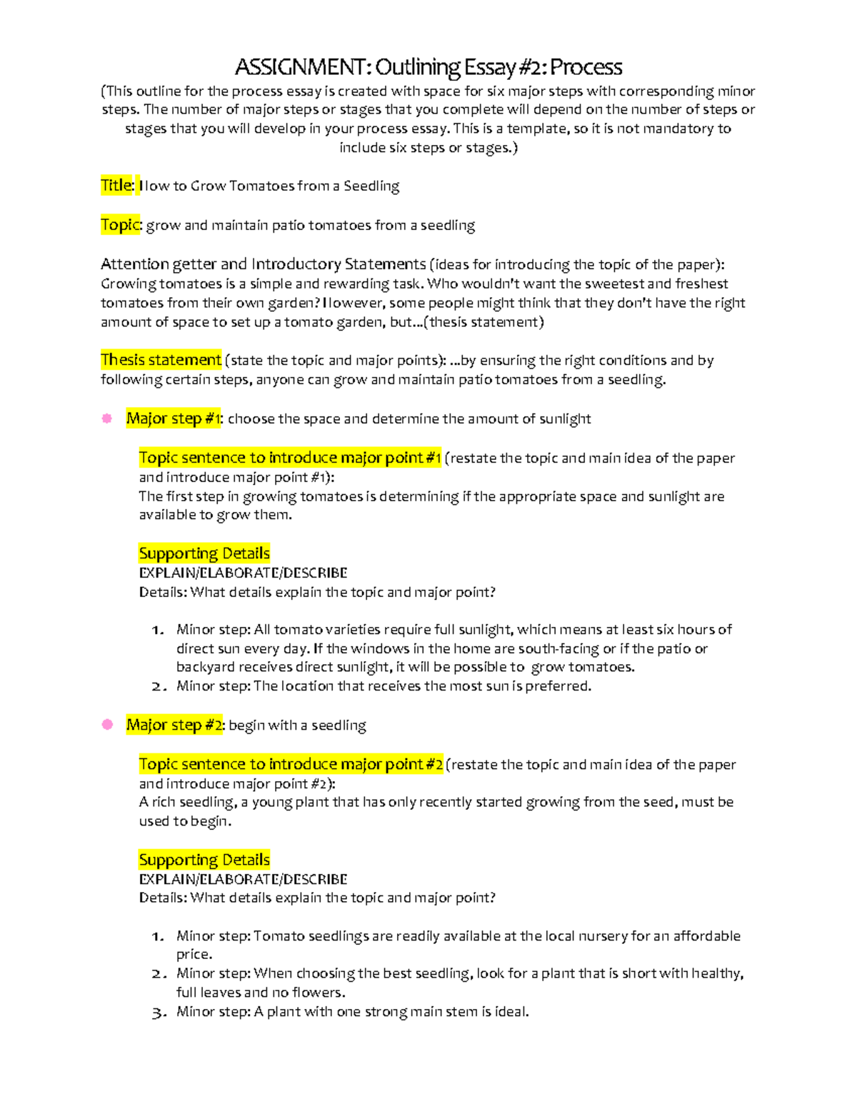 process essay tomato