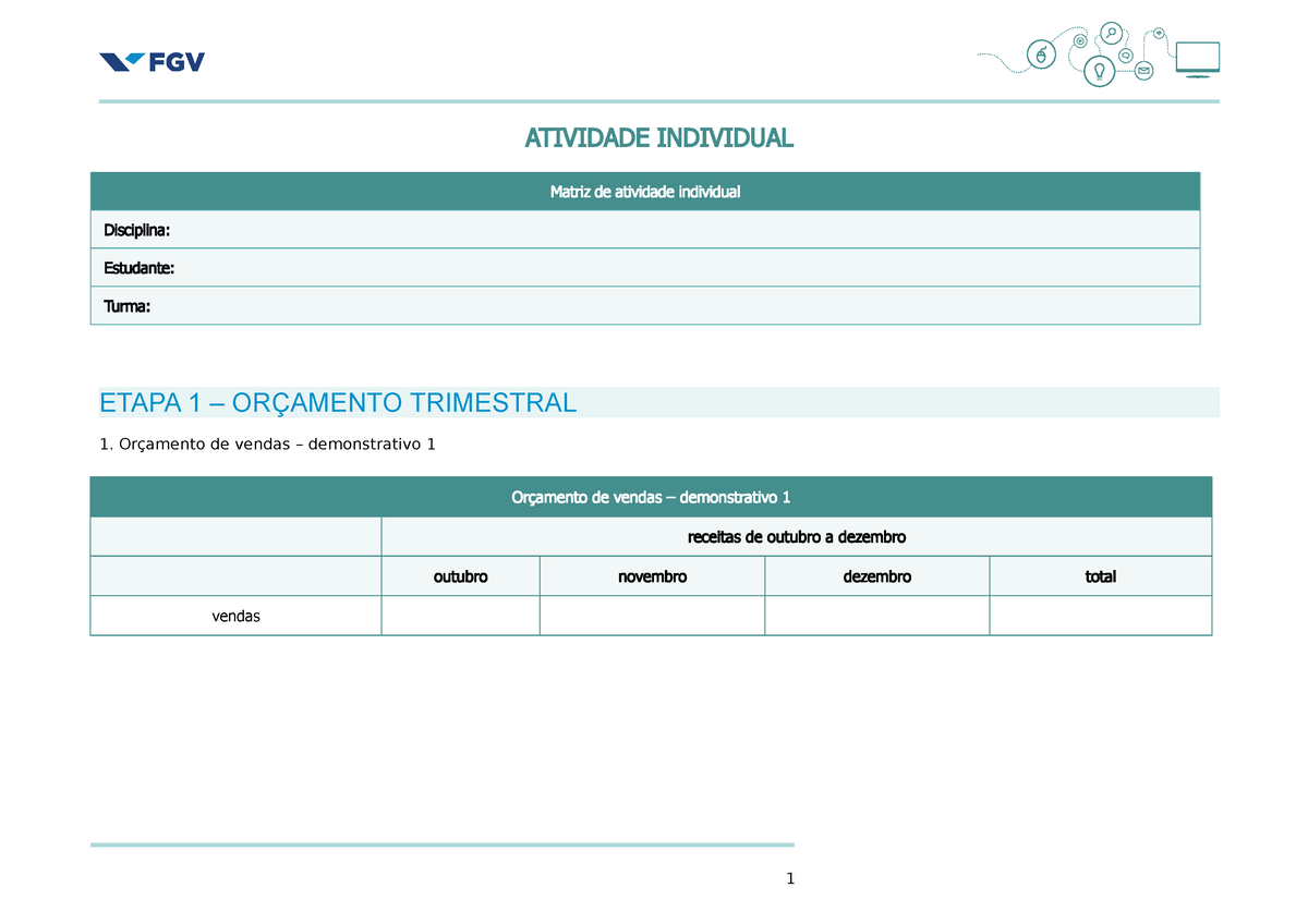 Matriz Ai Orcamento Controle Atividade Individual Matriz De Atividade Individual Disciplina 3056