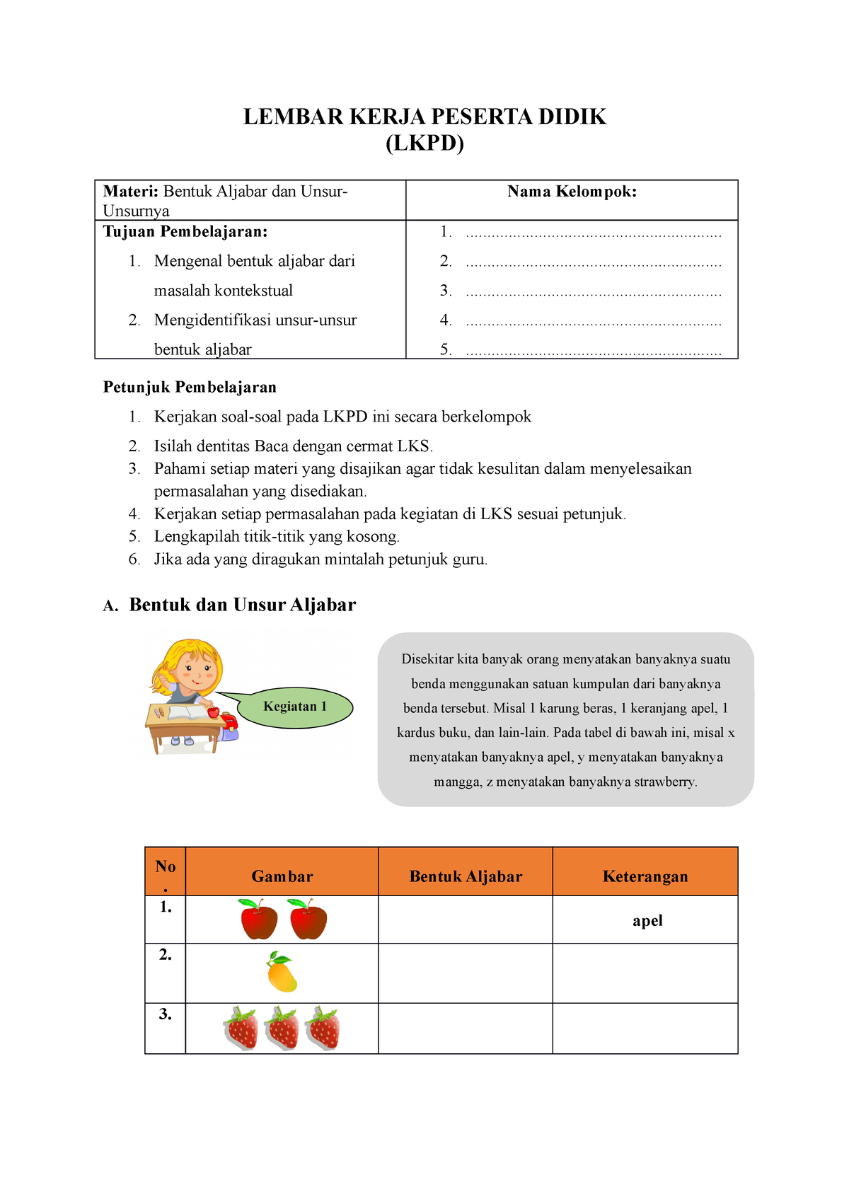 Lembar Kerja Peserta Didik 1revisi - LEMBAR KERJA PESERTA DIDIK (LKPD ...