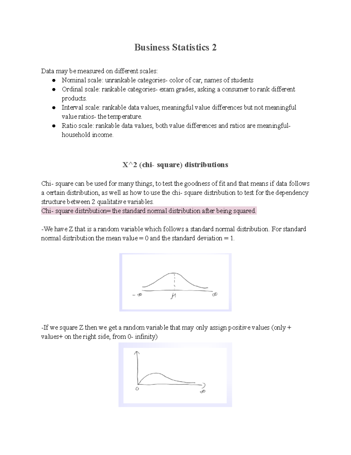 Lecture Notes - föreläsningsanteckningar 1 - Business Statistics 2 Data ...