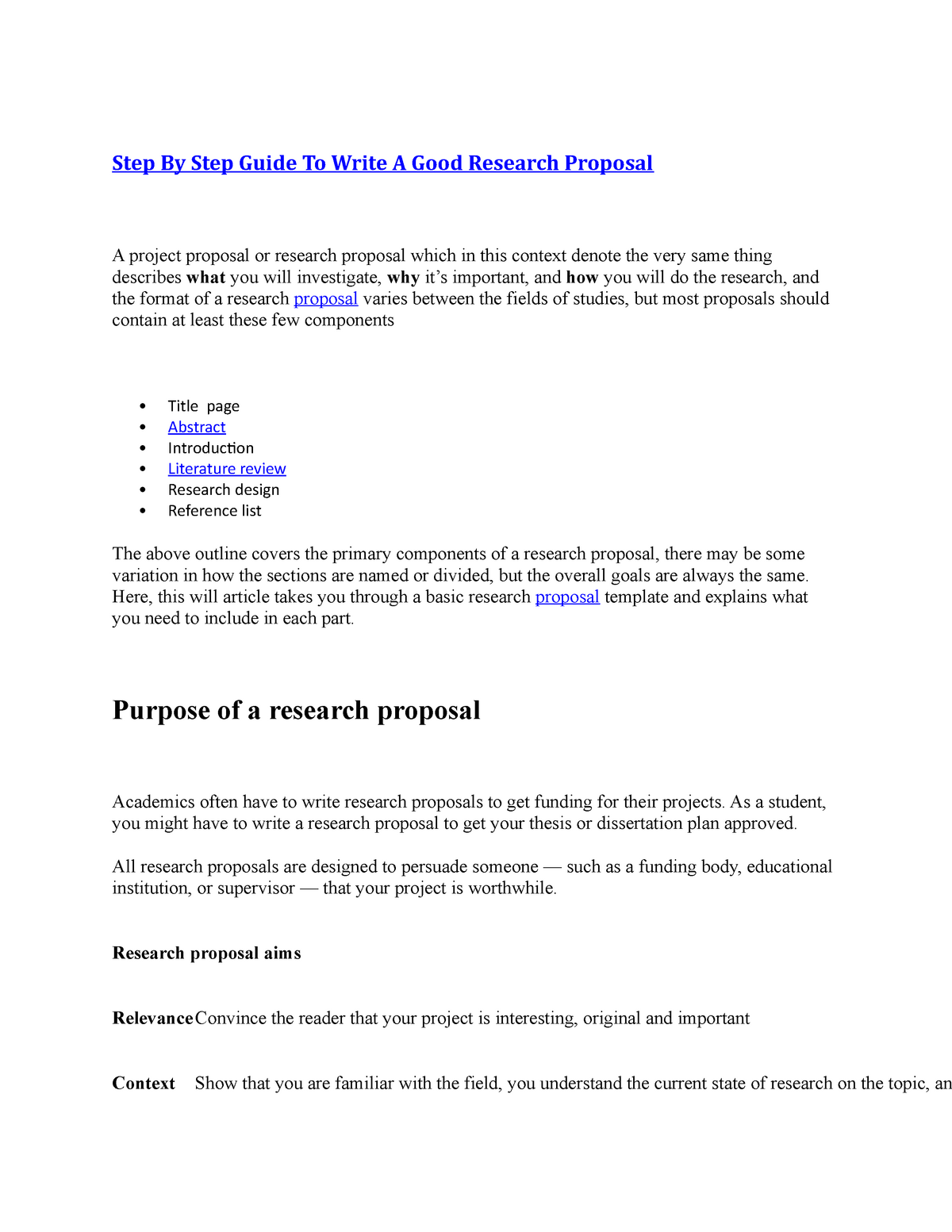 academic proposal format