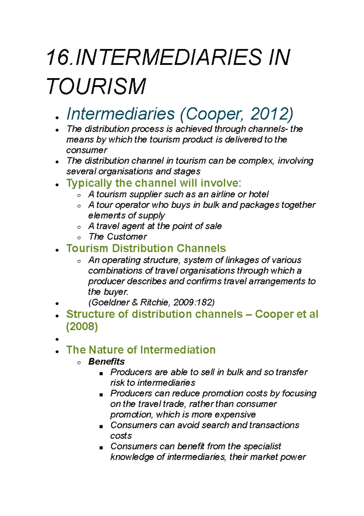 16. Intermediaries IN Tourism 16 IN TOURISM Intermediaries (Cooper