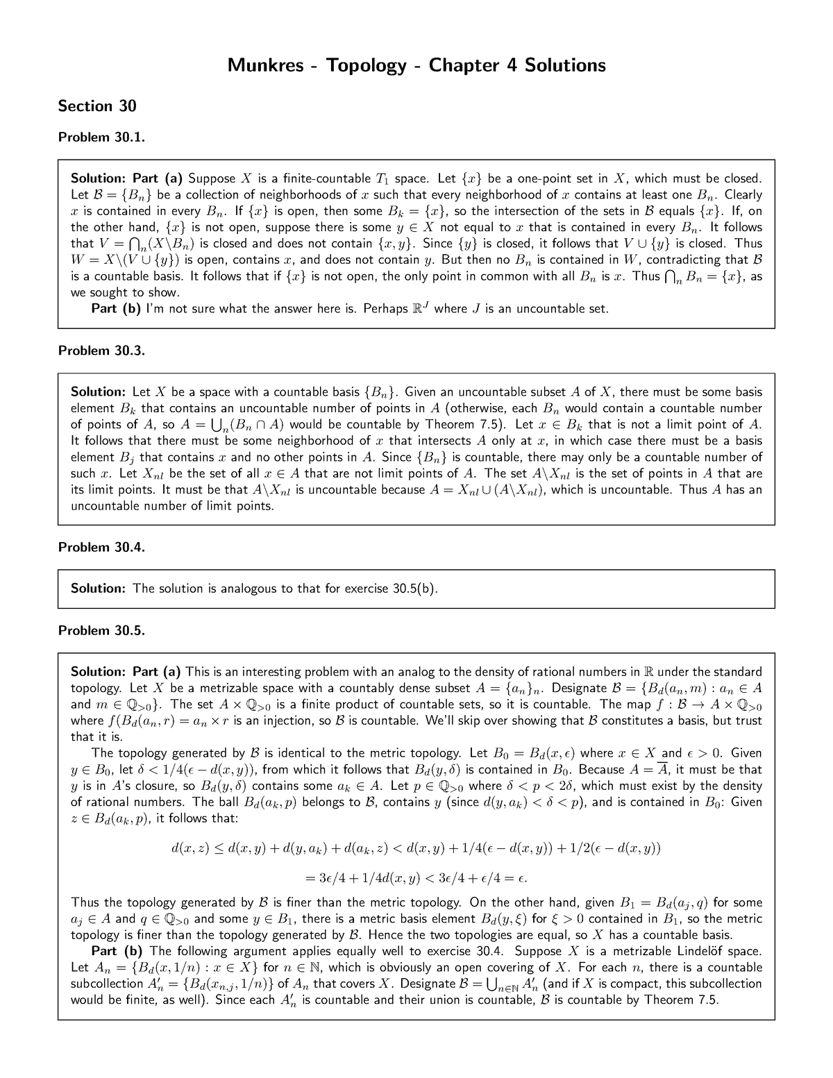 munkres topology homework solutions