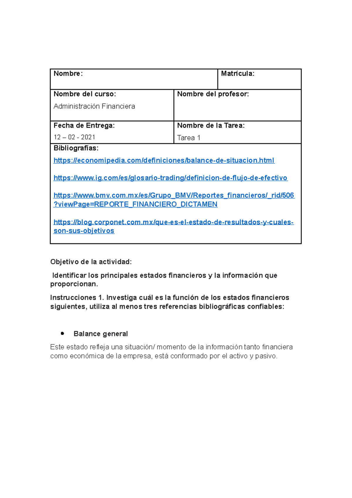 Act 1 Admin - Actividad 1 - Nombre: Matrícula: Nombre del curso ...