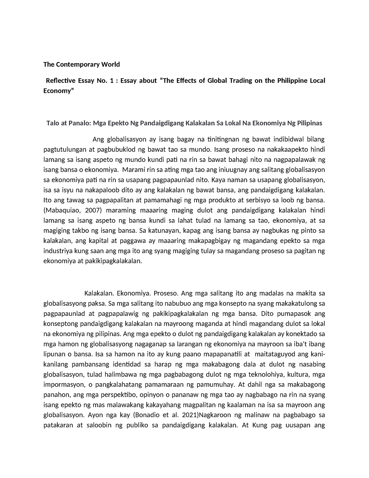 essay about international trade in the philippines