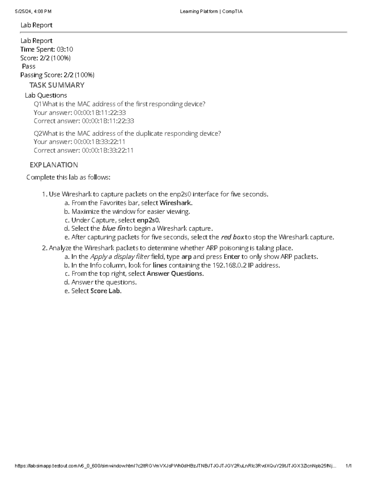 12.6.4 - Poison ARP and Analyze with Wireshark (Simulation) - Lab ...