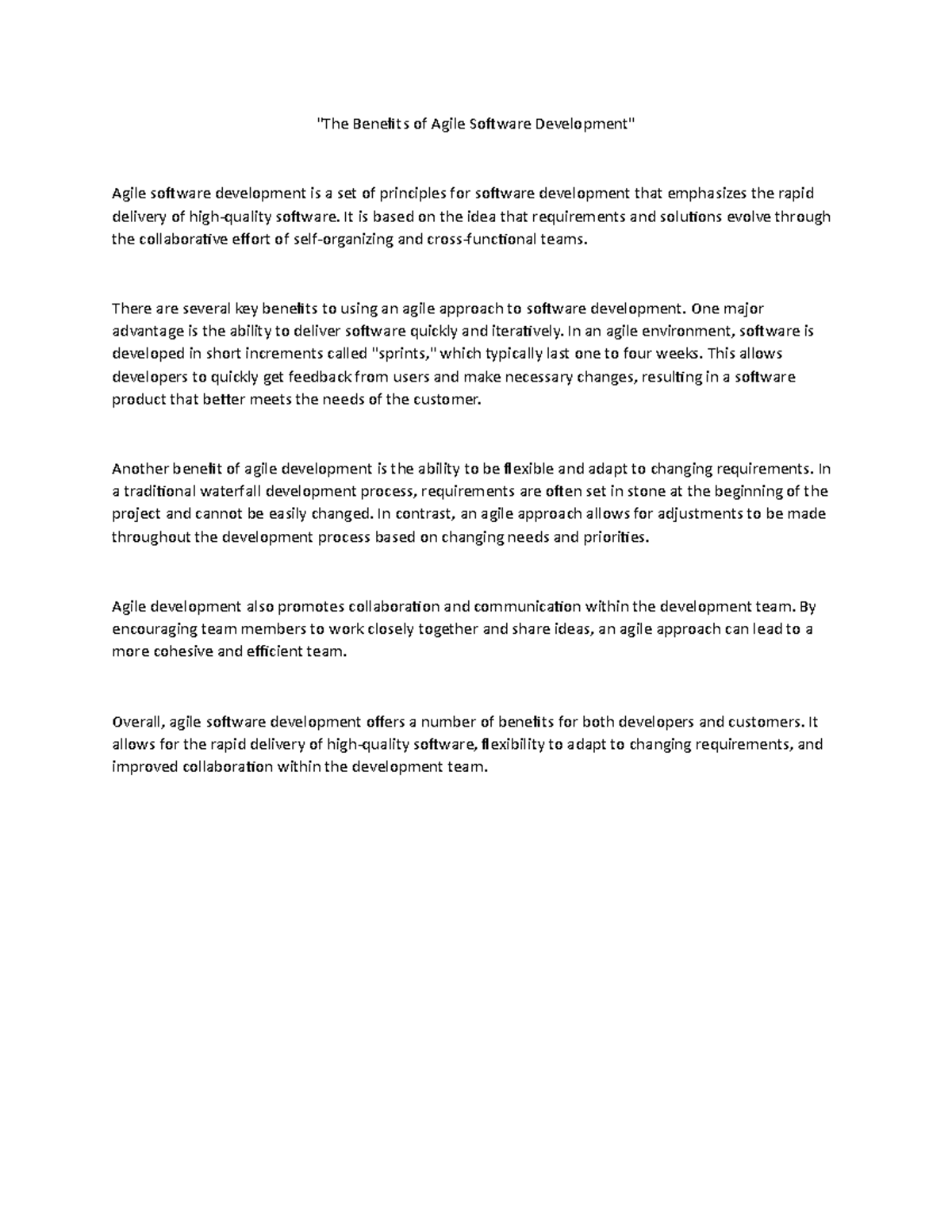 The Benefits of Agile Software Development - 