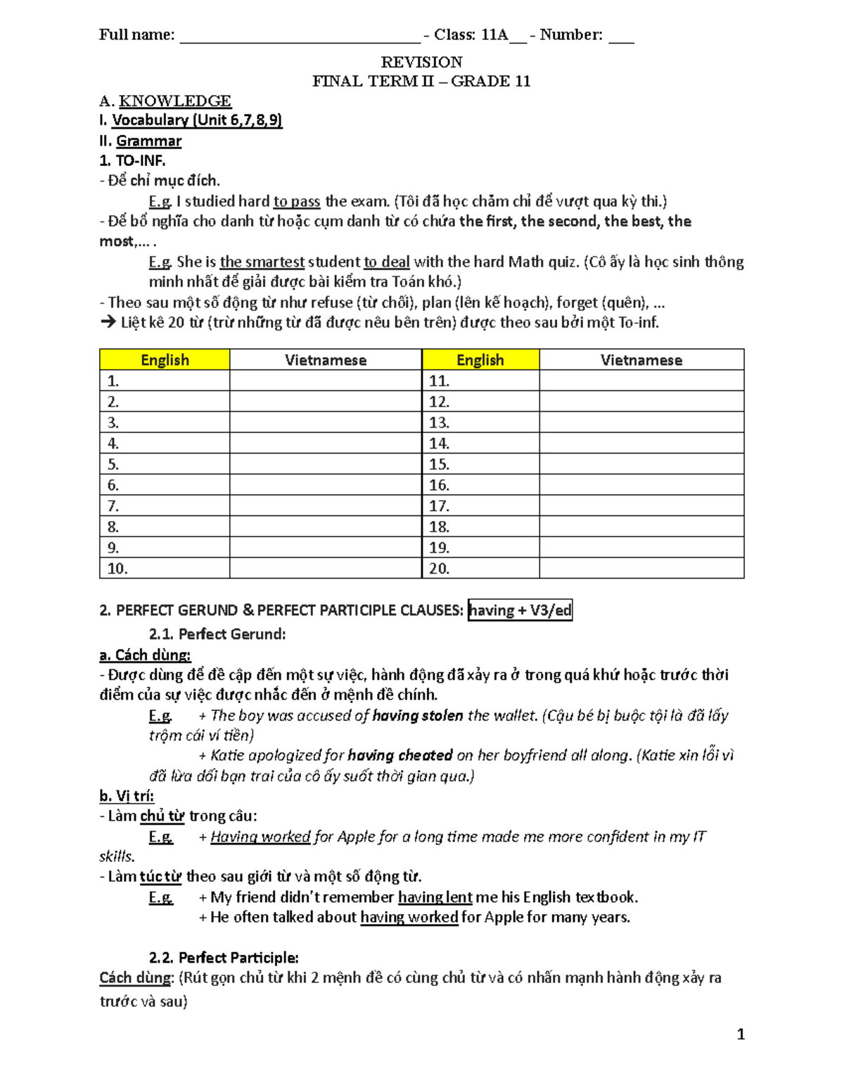 Revision TERM II G11 2023 2024 - Full name ...