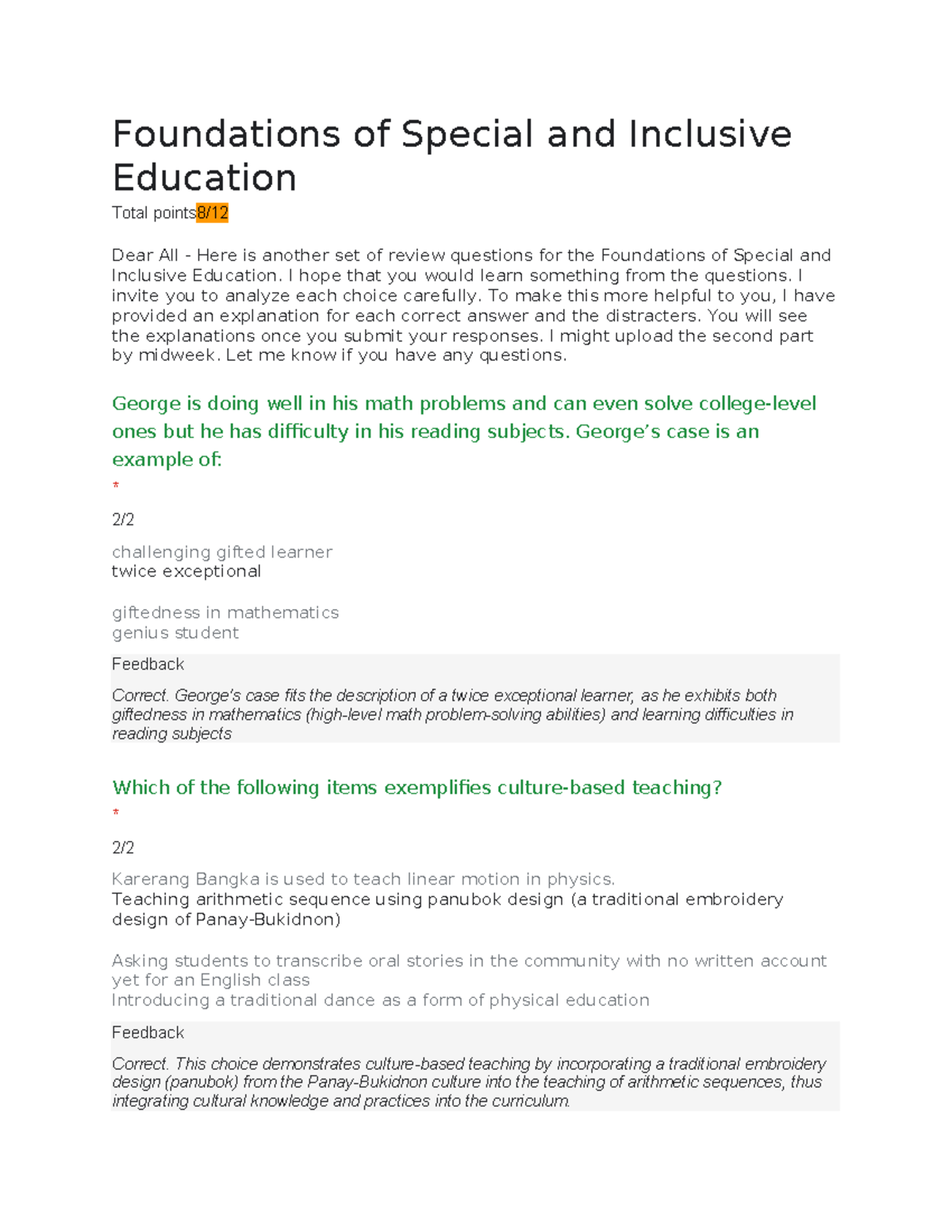 Foundations of Special and Inclusive Education 9 10 - I hope that you ...