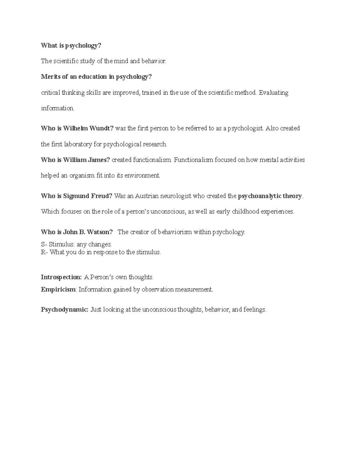 Study notes chapter 1 - What is psychology? The scientific study of the ...