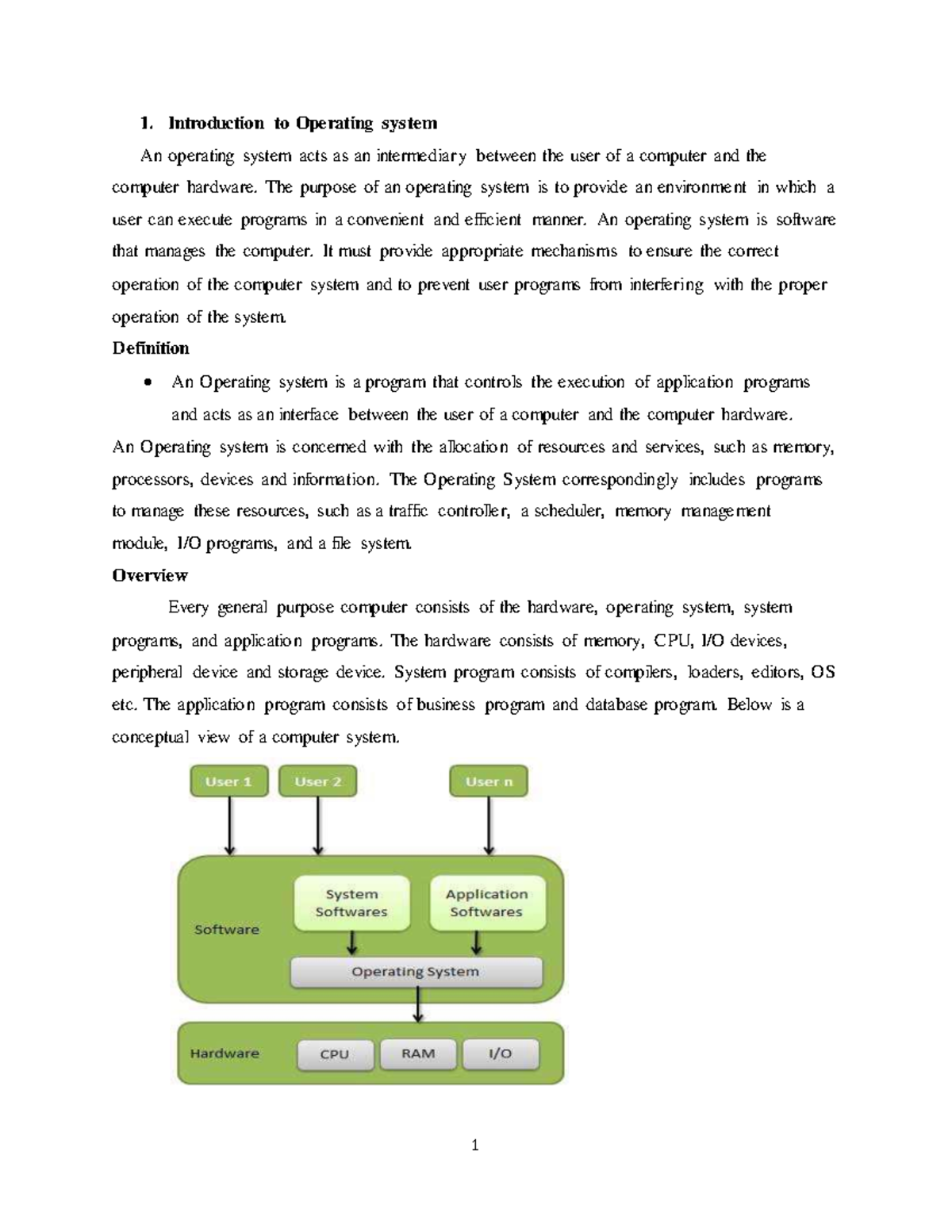 Introduction to Operating systems-1 - The purpose of an operating ...